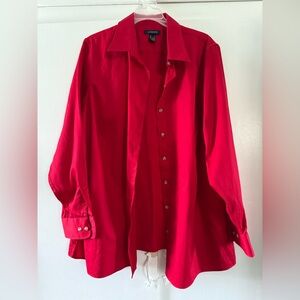 Lands' End Red Lightweight Shirt Jacket
